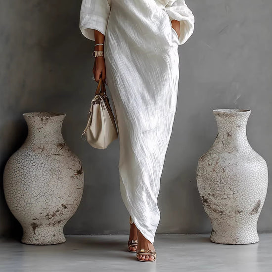 Irregular Off-shoulder Long Dress Fashion Elegant Long-sleeved Dresses Women&