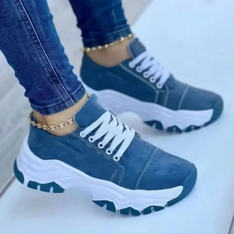 2025 New Women Sneakers Fashion Platform Lace Up Casual Sports Shoes Comfortable Running Ladies Vulcanized Shoes Female Footwear