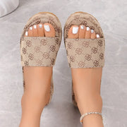 Women Platform Slippers 2025 Summer Women Shoes Designer Flat Sandals Outdoor Floral Sandals Ladies Beach Shoes Sandalias