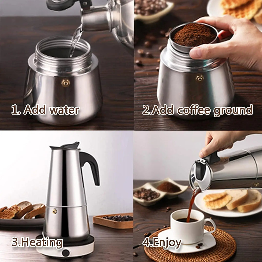 CAFEMASY Classic Moka – 4/6/9 Cup Stovetop Espresso Maker