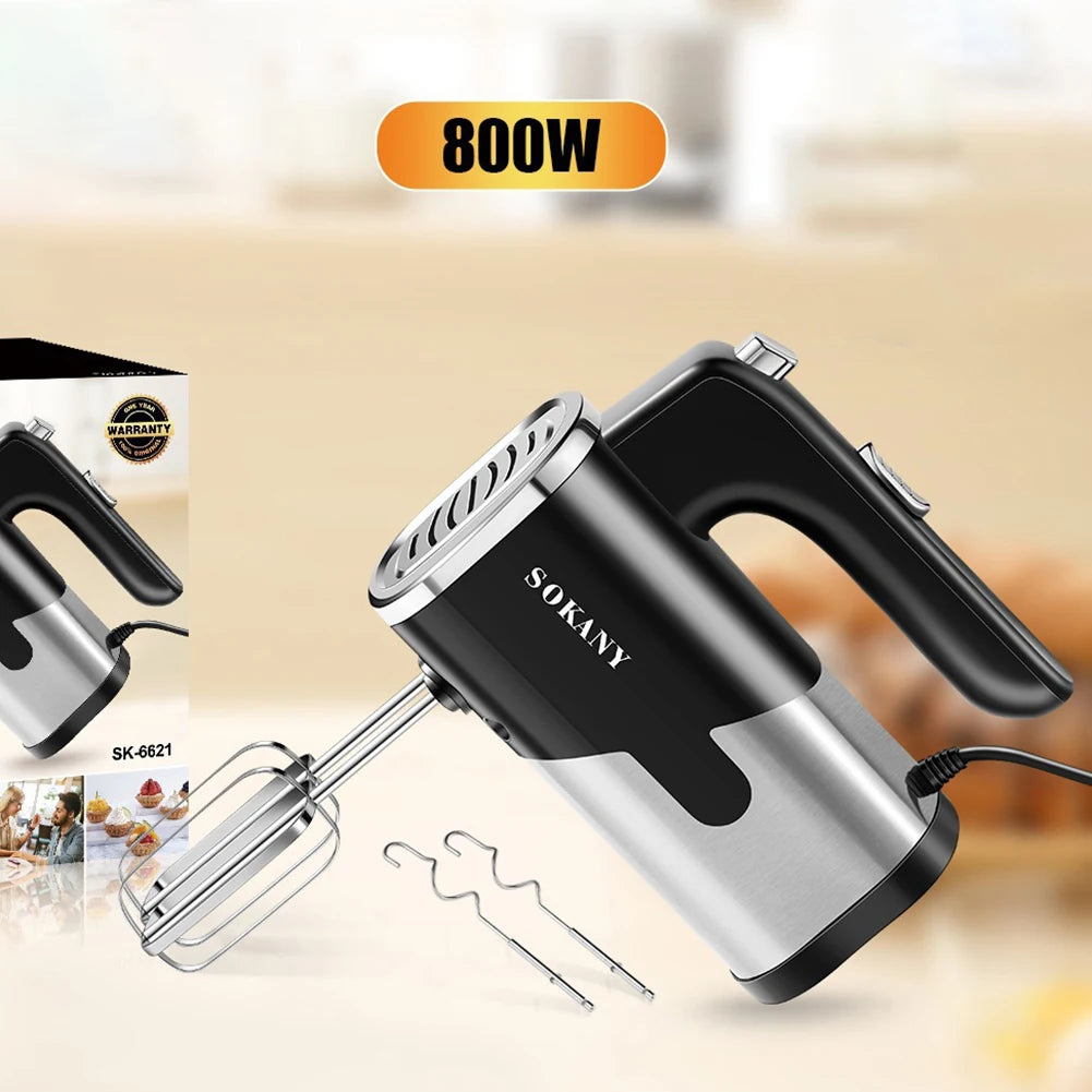 5-Speed Handheld Mixer – 800W Electric Blender for Cakes, Cream & Dough