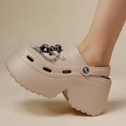 New Summer Women Clogs Slippers Thick Bottom 8cm Sandals Garden Shoes Outdoor Clog Sandals Hole Shoes Trend Beach Shoes DIY