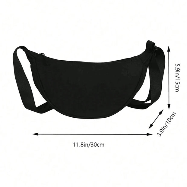 Women's bag - A round-shaped nylon bag with a cross-body strap, suitable for traveling, going to school or shopping.