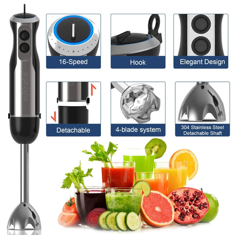 16-Speed Hand Blender by Wancle – Immersion Mixer for Smoothies, Sauces & More