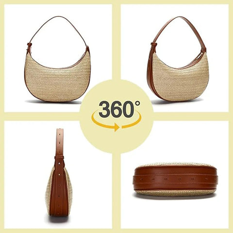 Top Handle Straw Crossbody Bags for Women, Summer Straw Purses and Handbags Shoulder Clutch Beach Bag