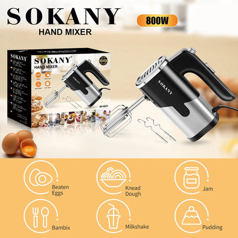 5-Speed Handheld Mixer – 800W Electric Blender for Cakes, Cream & Dough