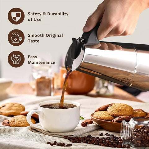 CAFEMASY Classic Moka – 4/6/9 Cup Stovetop Espresso Maker