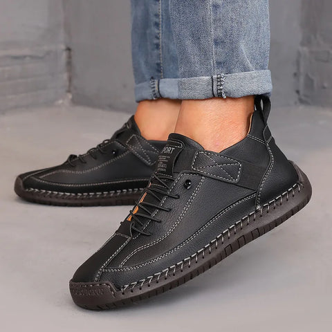 Boots Mid Top for Women British Style Retro Anti Slip Workwear Shoes Handmade Leather Loafers Casual Soft Soled Women Nude Boots