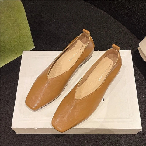 New Shoes for Women Retro Ladies Flats Slip on Shoes Loafers Square Toe Shallow Mouth Women Casual Footwear Lightweight