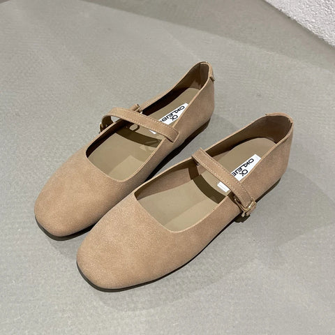SUOJIALUN 2025 Spring New Brand Women Flat Shoes Round Toe Shallow Slip On Ladies Casual Ballet Shoes Soft Leather Eelgant Balle