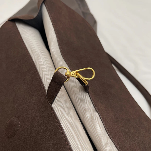 Classic Faux Suede Handbags Women England Style Elegant Shoulder Bags Big Solid Designer Casual Totes Lady Retro Female Packages