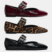 2025 Shoes Women Flats Shallow Mouth Autumn Pointed Toe Loafers Ballerinas New Fall Leopard Retro Dress Shoes Zapatos De Mujer