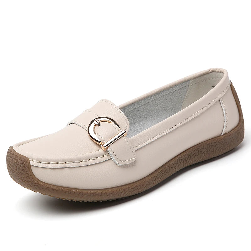 Woman Shoes 2025 New Low Heels Casual White Shoes Women's Loafers Slip On Elegant Flat Heel Zapatos De Mujer Soft Leather Flats