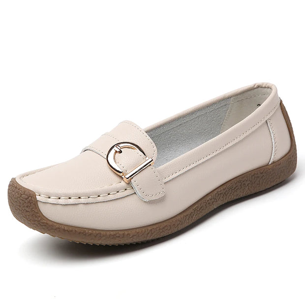 Woman Shoes 2025 New Low Heels Casual White Shoes Women's Loafers Slip On Elegant Flat Heel Zapatos De Mujer Soft Leather Flats