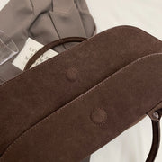 Classic Faux Suede Handbags Women England Style Elegant Shoulder Bags Big Solid Designer Casual Totes Lady Retro Female Packages