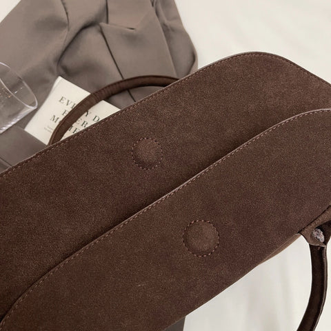 Classic Faux Suede Handbags Women England Style Elegant Shoulder Bags Big Solid Designer Casual Totes Lady Retro Female Packages