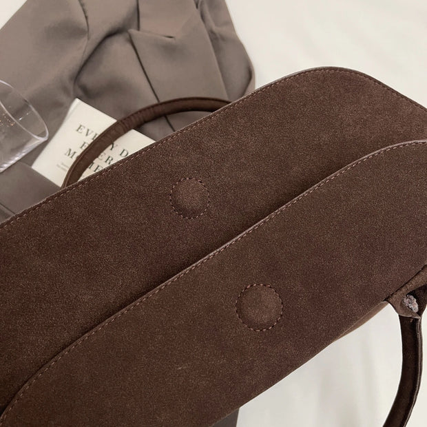 Classic Faux Suede Handbags Women England Style Elegant Shoulder Bags Big Solid Designer Casual Totes Lady Retro Female Packages