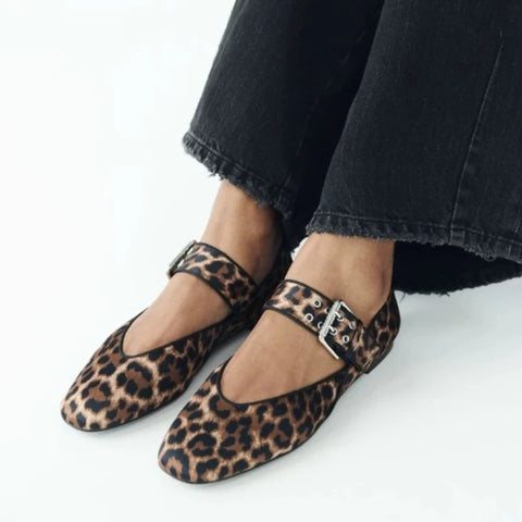2025 Shoes Women Flats Shallow Mouth Autumn Pointed Toe Loafers Ballerinas New Fall Leopard Retro Dress Shoes Zapatos De Mujer