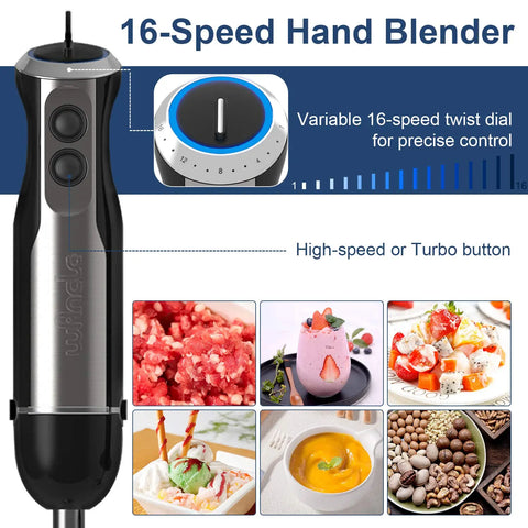 16-Speed Hand Blender by Wancle – Immersion Mixer for Smoothies, Sauces & More