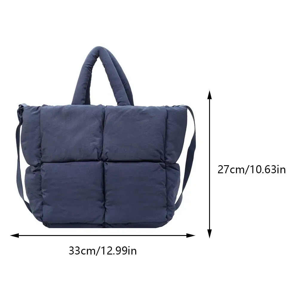 Women Puffer Satchel Bags Large Capacity Simple Shopping Bag Solid Color Fashion Messenger Bags Adjustable Strap Chic Hobo Bag