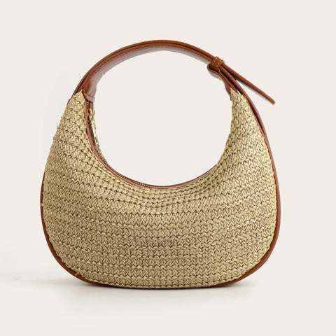 Top Handle Straw Crossbody Bags for Women, Summer Straw Purses and Handbags Shoulder Clutch Beach Bag