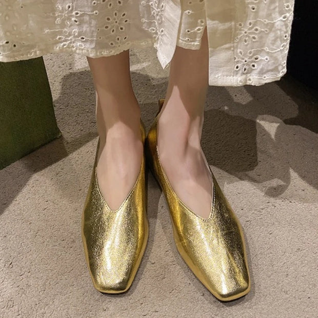 New Shoes for Women Retro Ladies Flats Slip on Shoes Loafers Square Toe Shallow Mouth Women Casual Footwear Lightweight