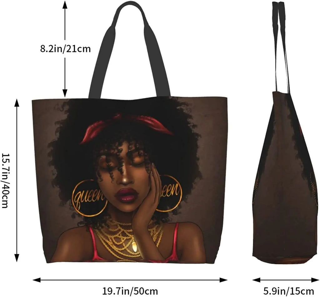 Women Tote Bags African American Woman Shoulder Bag Afro Black Girl Magic Satchel Handbags For Shopping,Work,Grocery,Gym