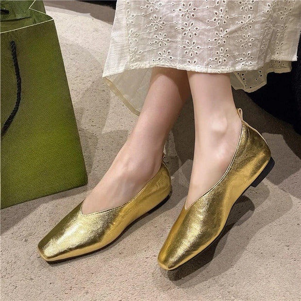 New Shoes for Women Retro Ladies Flats Slip on Shoes Loafers Square Toe Shallow Mouth Women Casual Footwear Lightweight