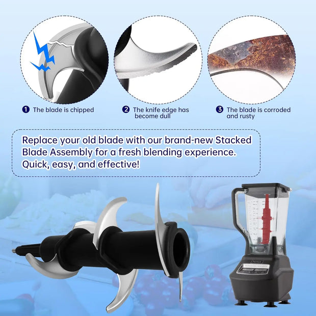 6-Fin Ninja Replacement Blade – Compatible with 72oz Pitcher for Smoothies, Ice, and More