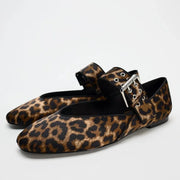 2025 Shoes Women Flats Shallow Mouth Autumn Pointed Toe Loafers Ballerinas New Fall Leopard Retro Dress Shoes Zapatos De Mujer