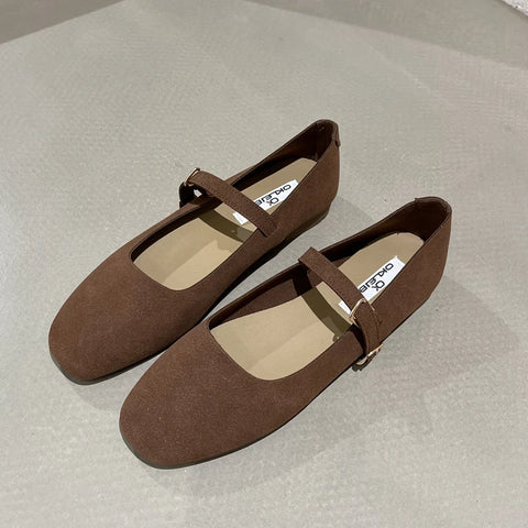 SUOJIALUN 2025 Spring New Brand Women Flat Shoes Round Toe Shallow Slip On Ladies Casual Ballet Shoes Soft Leather Eelgant Balle