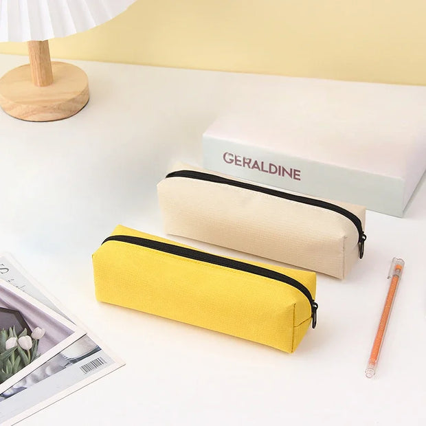 Pencil Case Portable Pencil Bags Simple Solid Color Stationery Pencil Pouch