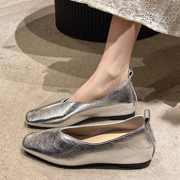 New Shoes for Women Retro Ladies Flats Slip on Shoes Loafers Square Toe Shallow Mouth Women Casual Footwear Lightweight