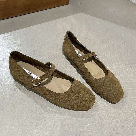 SUOJIALUN 2025 Spring New Brand Women Flat Shoes Round Toe Shallow Slip On Ladies Casual Ballet Shoes Soft Leather Eelgant Balle