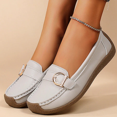 Woman Shoes 2025 New Low Heels Casual White Shoes Women's Loafers Slip On Elegant Flat Heel Zapatos De Mujer Soft Leather Flats