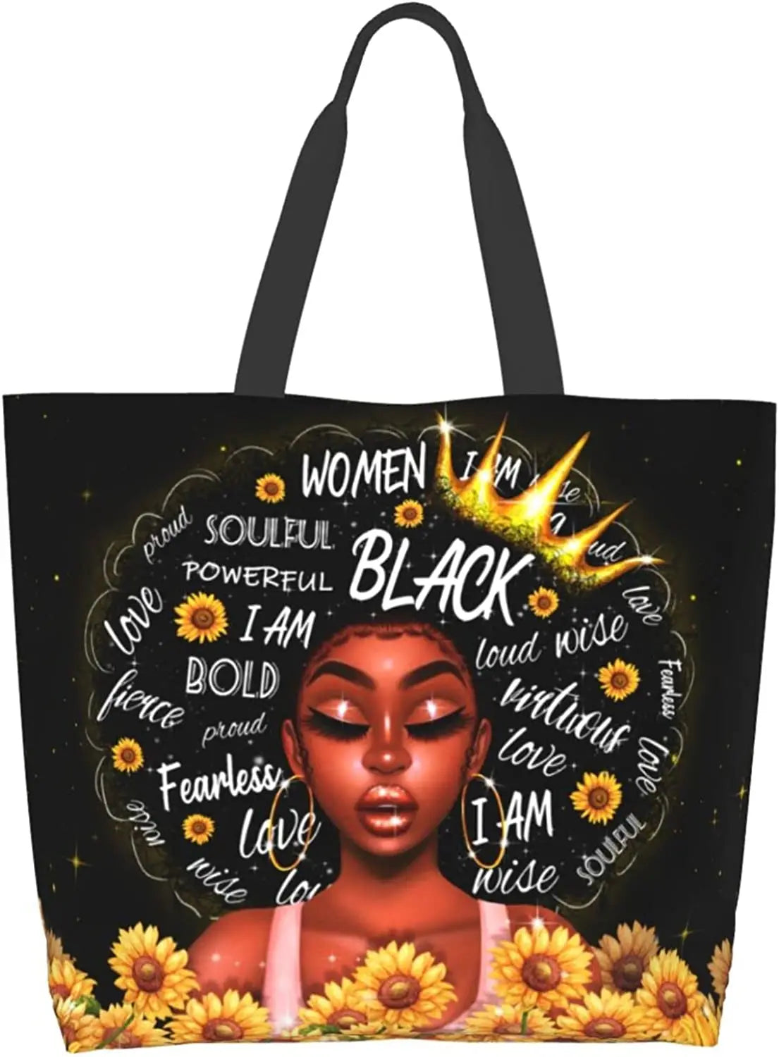 Women Tote Bags African American Woman Shoulder Bag Afro Black Girl Magic Satchel Handbags For Shopping,Work,Grocery,Gym