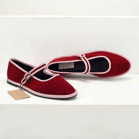 2025 New Women's Mary Jane Flats - Adjustable Strap Slip-On in beige color on a stylish black surface