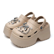 New Summer Women Clogs Slippers Thick Bottom 8cm Sandals Garden Shoes Outdoor Clog Sandals Hole Shoes Trend Beach Shoes DIY