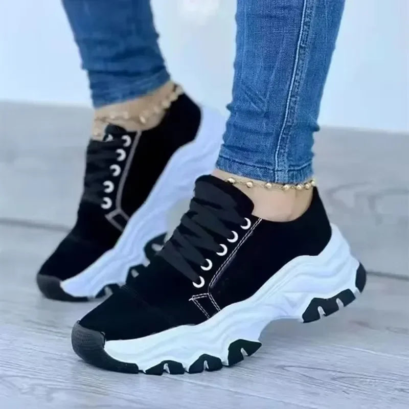 2025 New Women Sneakers Fashion Platform Lace Up Casual Sports Shoes Comfortable Running Ladies Vulcanized Shoes Female Footwear