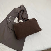 Classic Faux Suede Handbags Women England Style Elegant Shoulder Bags Big Solid Designer Casual Totes Lady Retro Female Packages