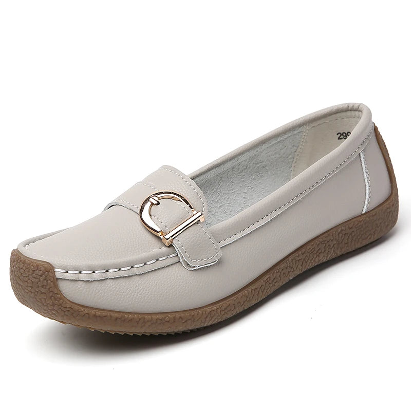 Woman Shoes 2025 New Low Heels Casual White Shoes Women's Loafers Slip On Elegant Flat Heel Zapatos De Mujer Soft Leather Flats