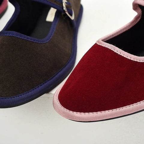 2025 New Women's Mary Jane Flats - Adjustable Strap Slip-On in beige color on a stylish black surface