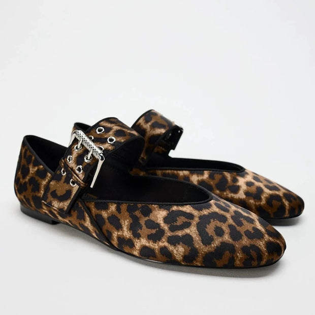 2025 Shoes Women Flats Shallow Mouth Autumn Pointed Toe Loafers Ballerinas New Fall Leopard Retro Dress Shoes Zapatos De Mujer