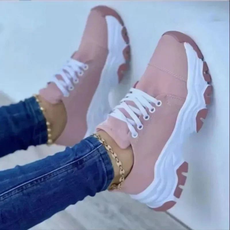 2025 New Women Sneakers Fashion Platform Lace Up Casual Sports Shoes Comfortable Running Ladies Vulcanized Shoes Female Footwear